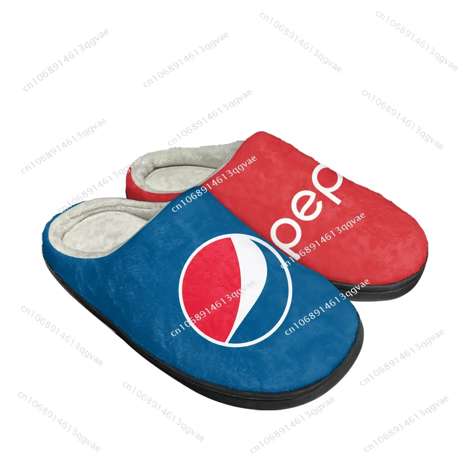 Фото Домашние хлопковые тапочки P-Pepsi-Cola для мужчин, женщин, подростков, мальчиков и девочек, теплые комнатные тапочки, индивидуальные плюшевые тапочки для спальни, сохраняющие тепло №1