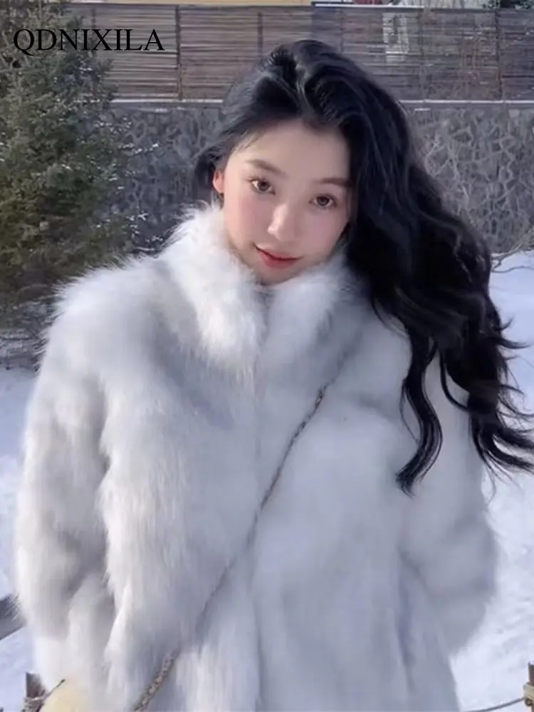 Winter Coat for Women 2022 Fox Fur Coat Women Short Thickened Wool Coat Environmental Protection Jacket Women Faux Fur Coat