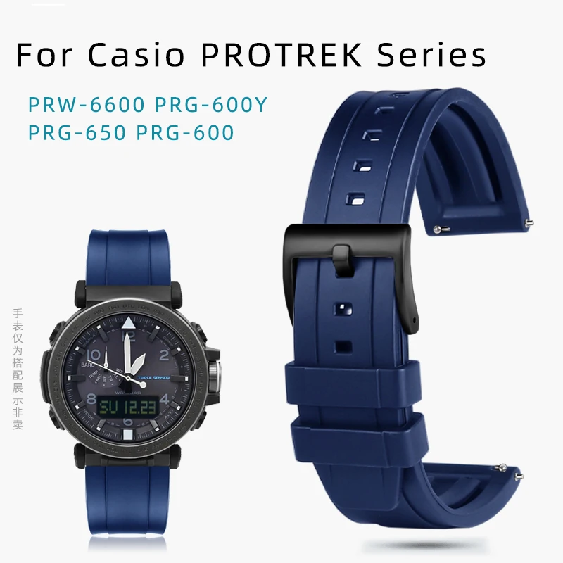 

24mm Quick Release Silicone Strap For Casio PROTREK Series PRW-6600 PRG-600Y PRG-650 PRG-600 Series Waterproof Sports