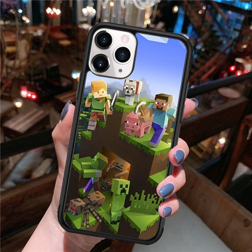 Ss-Minnecrafft-cc Phone Case Silicone PC+TPU Case For iPhone 14 11 12 13 Pro Max 8 7 6 Plus X XR Hard Fundas