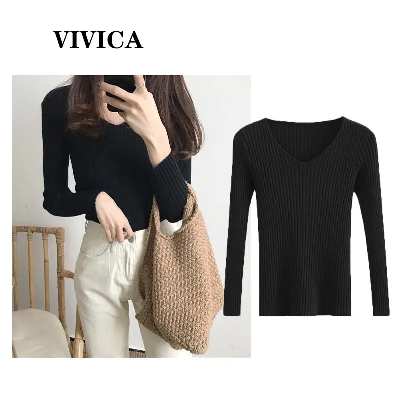 

Solid Color Bottoming Shirt Women's 2022 Autumn and Winter V-neck Pullover with Long-sleeved Knitted Bottoming Shirt