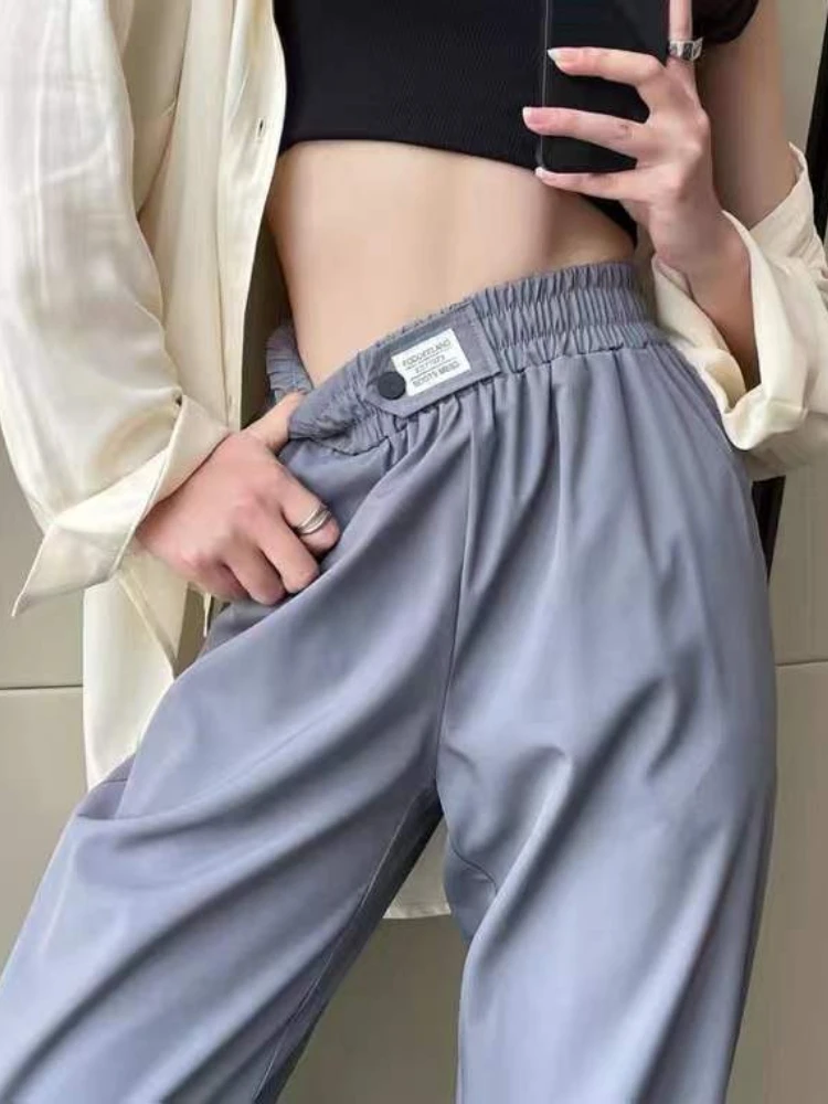 

Black Jogging Cropped Harem Chic Casual Pants Women Oversize Summer Quick Dry Joggers Gray Sweatpants Casual Sports Trousers