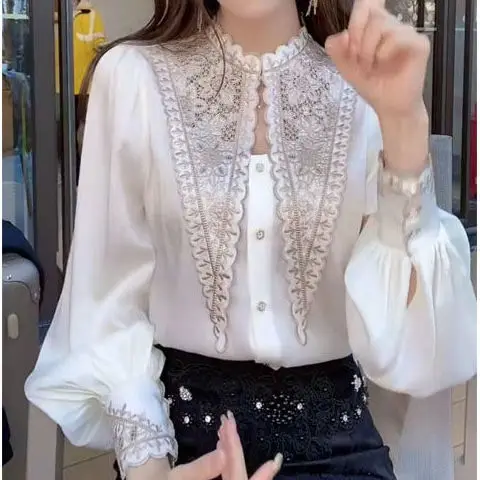 

2022 Spring Women's Cute Tops Preppy Style Vintage Japaneses Korea Design Button Elegant Formal Shirts Blouses A68