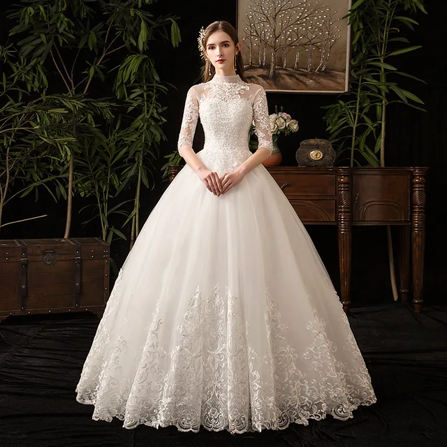 Casby Wedding Dress 2022 New Birde Long Sleeve Ball Gown Luxury Lace Wedding Dresses Vestido De Noiva Robe De Mariee Plus Size 2