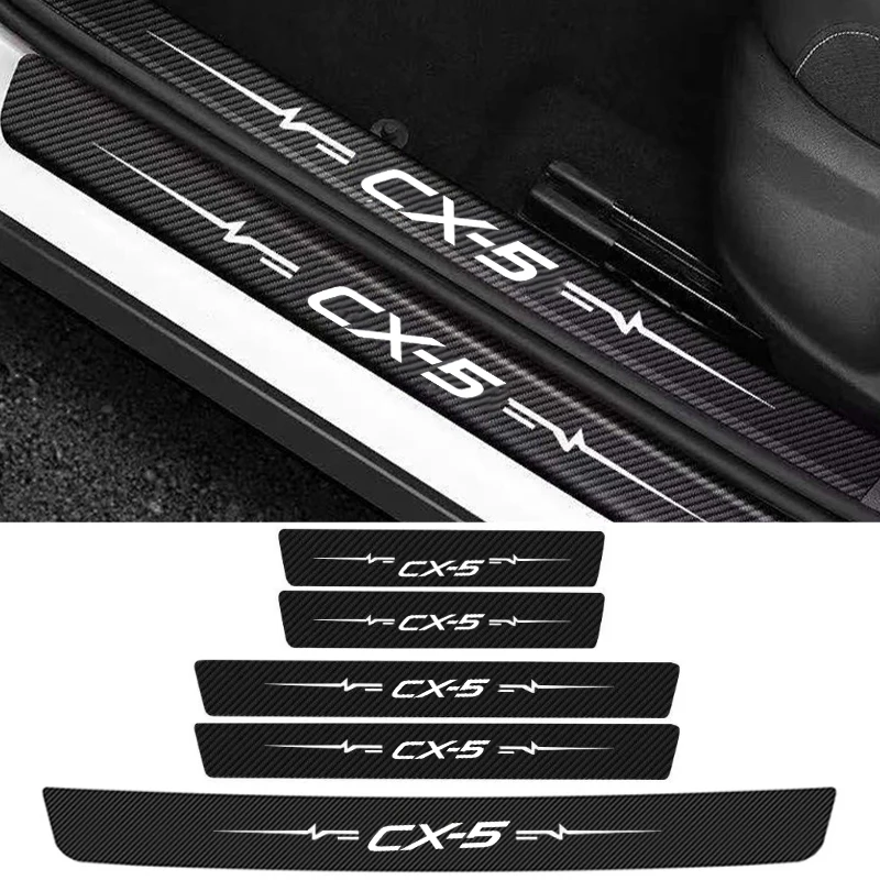 

Car Door Threshold Sill Protector Sticker for Mazda CX5 CX-5 Logo 2021 2020 2019 2018 2017 2016 2015 Rear Trunk Bumper Decals