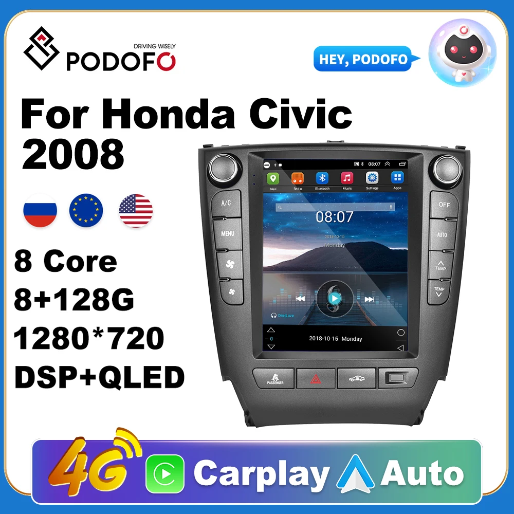 

Podofo автомобильный Android Carplay Радио мультимедийный плеер для Lexus IS250 2006-2012 2 Din Авторадио Видео AI Voice GPS Navi 4G WiFi