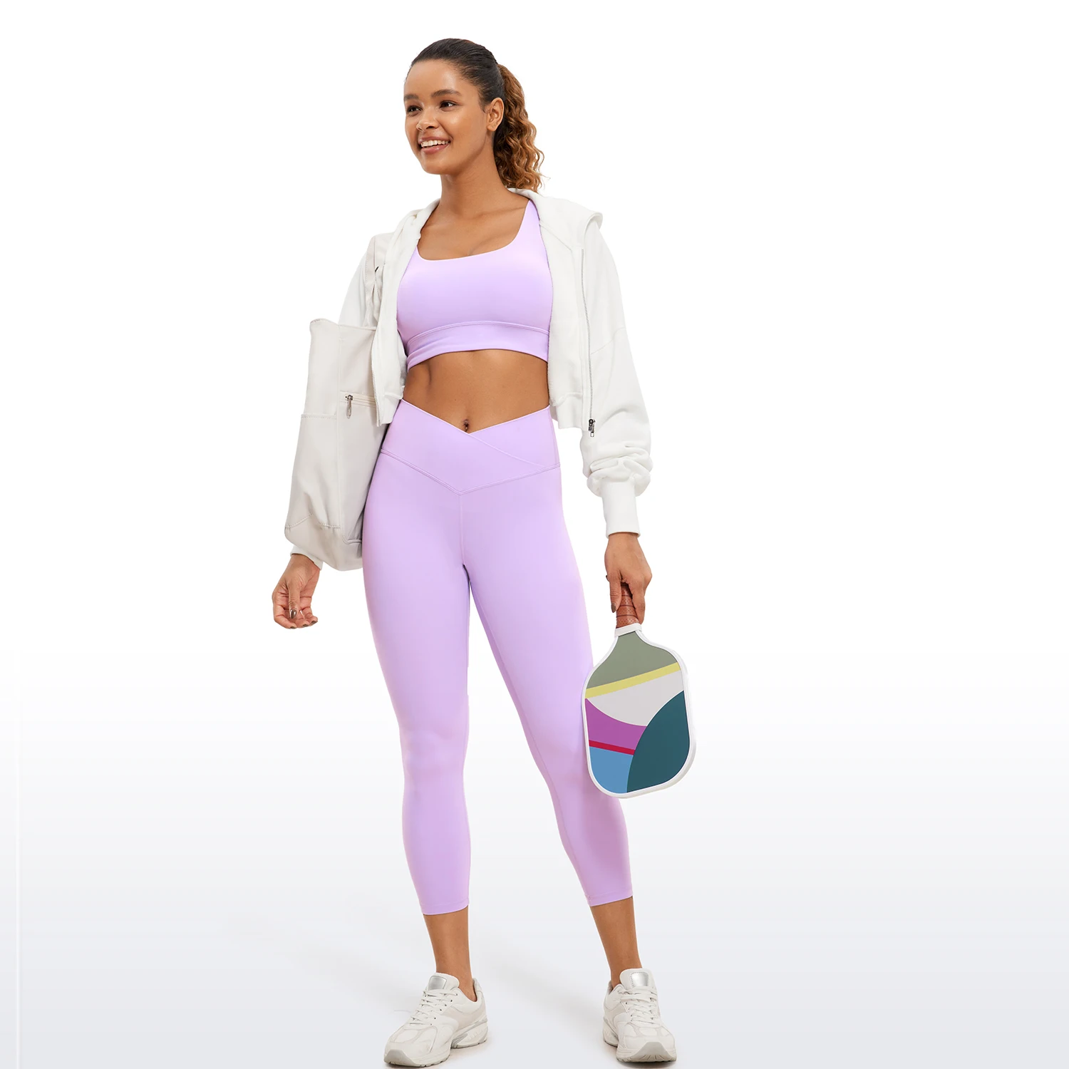 CRZ YOGA Womens Butterluxe Crossover Workout Capri Leggings 23 Inches - High Waist V Cross Crop Gym Athletic Yoga Pants