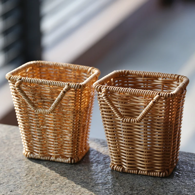 

Retro Storage Basket Handwoven Hanging Basket Simple Flower Pot Kitchen Organizer Basket Storage Sundries Organizer Container