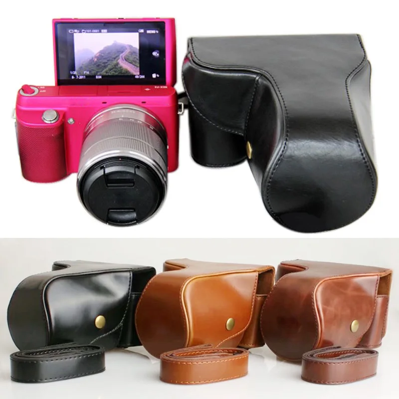 Кожаный чехол для фотоаппарата ремешок смартфона Sony с объективом 18-55 мм - купить