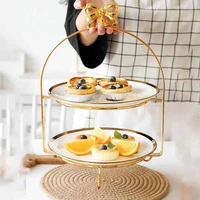 european style golden cake stand modern creative living room party events decoration golden cake stand dessert three layer table