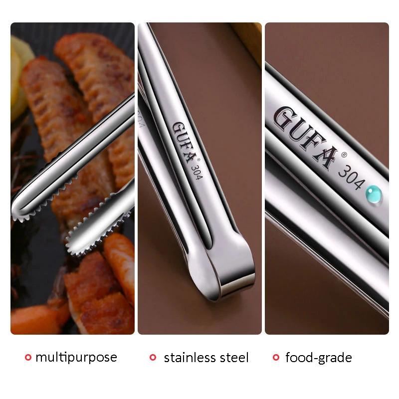 New Stainless Steel Grill Tongs Cooking Utensils For BBQ Baking Silver Kitchen Accessories Camping Supplies Free Shipping Item images - 6