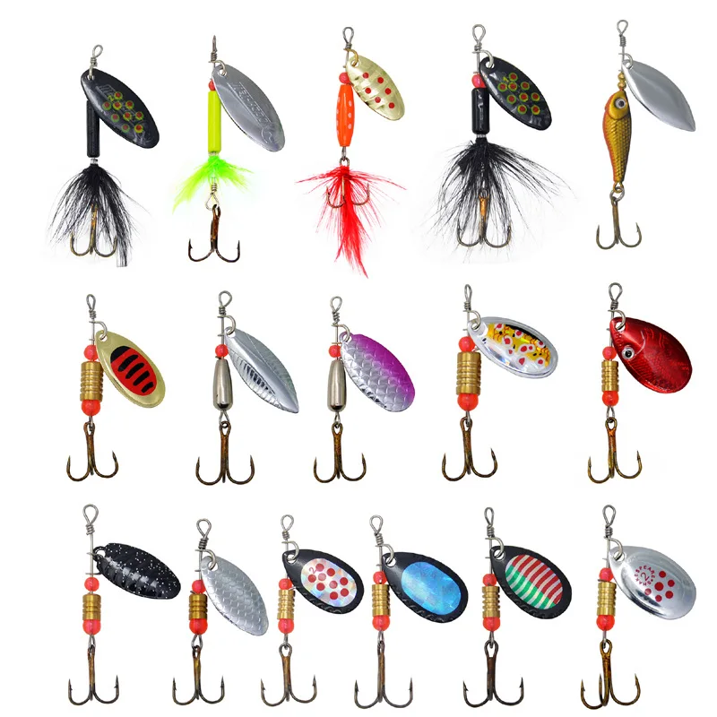 

16Pcs Fishing Lure Spinner Bait 2g-5.5g Spoon Lures Metal Fishing Lure Hard Bait With Feather Treble Hooks Spinnerbait Tackle