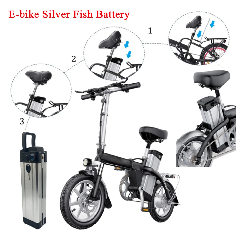 36V 10AH 20AH Silver Fish Lithium Ebike Bateria Akku 500W 24V 36 V 15AH 30AH Li ion Electric Bike Bicycle 48V 18650 Battery Pack |