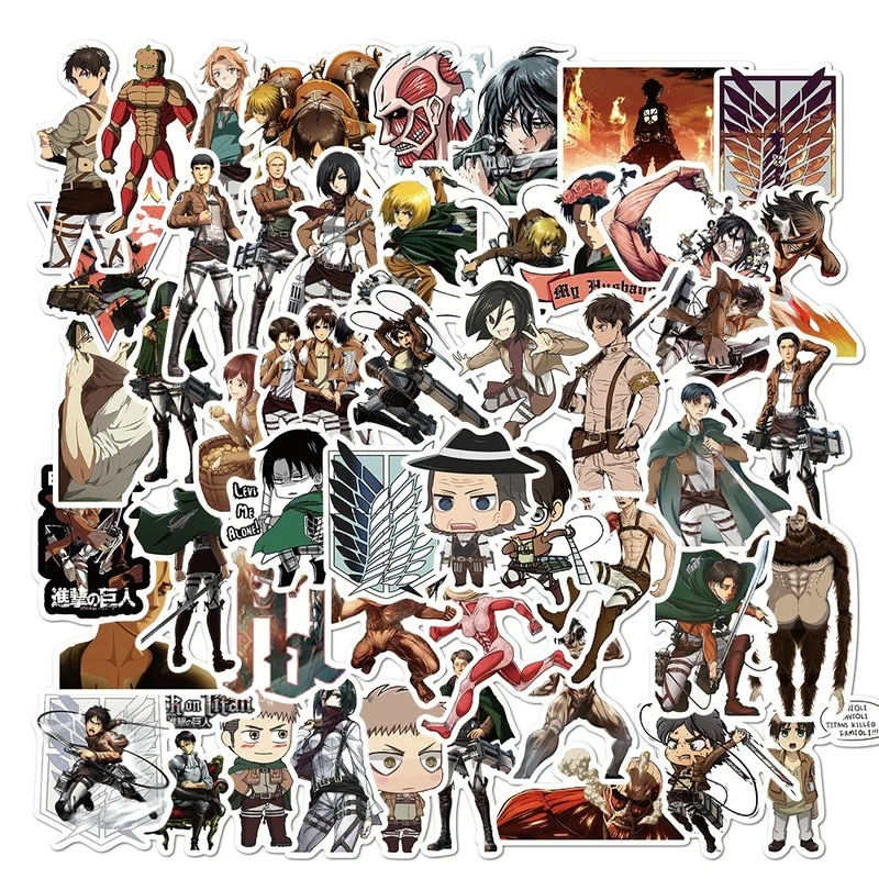 

50 Pcs/pack Kawaii Anime Attack on Titan Graffiti Stickers for Skateboard Motorcycle Laptop Luggage Notebook Decal Sticker Toys