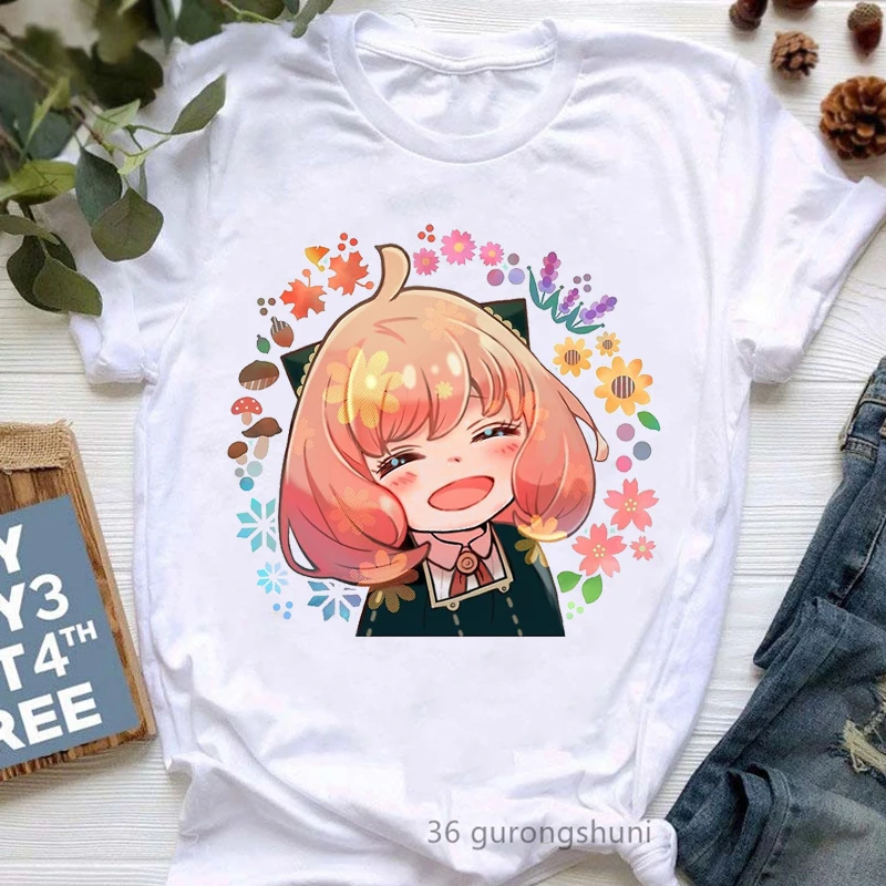 

Japan Anime Anya Forger Graphic Print Tshirts Girls Spy X Family T Shirt Women'S Clothing Harajuku Shirt Funny T-Shirt Female