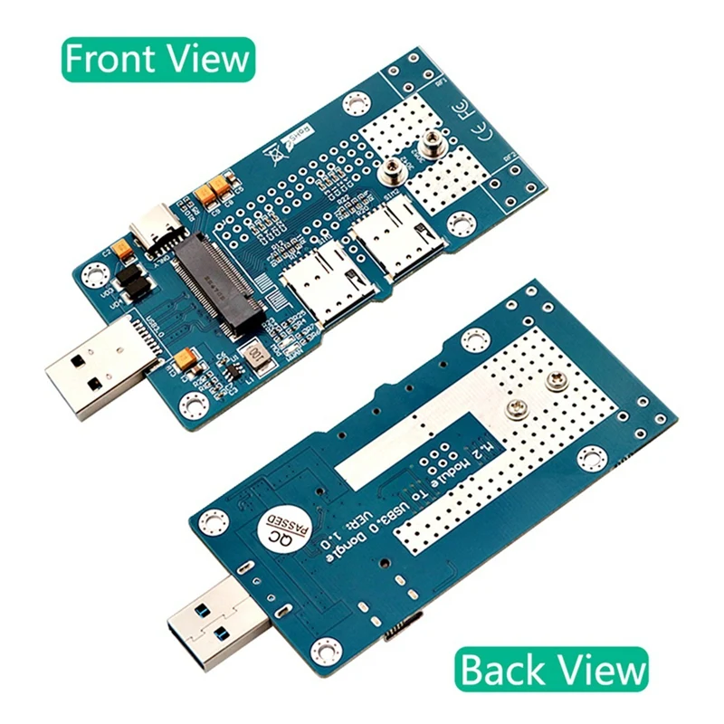 Фото Адаптер M.2 на USB 3.0 с двумя слотами для NANO SIM-карт, поддержка модулей 3G/4G/5G/LTE 3042/3052 для настольных ПК-EFT №3