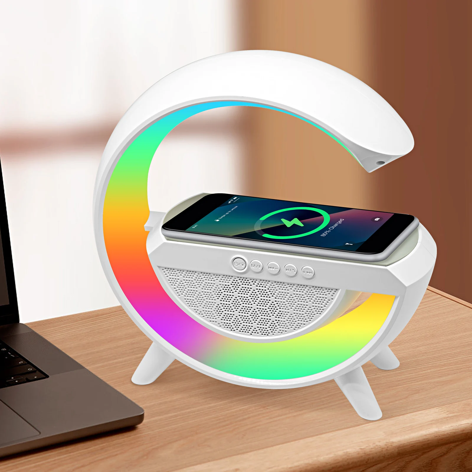 

Bluetooth Speaker LED Light Atmosphere Lamp Bedside Bluetooth Speaker Wireless Charger Children Sleep Bedroom Decor Desk Lamps