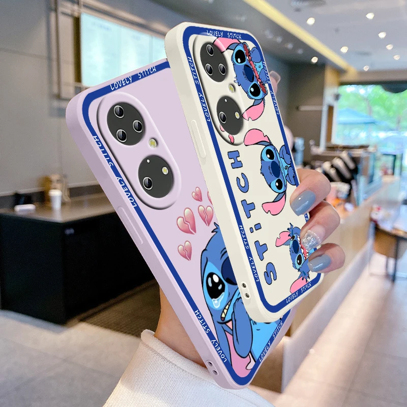 

Liquid Rope Cover Disney Lilo & Stitch Art Phone Case For Huawei P50 P40 P30 P20 Pro Lite E Nova Y70 5T 9 Y9S Y9A Y9 Y6 5G