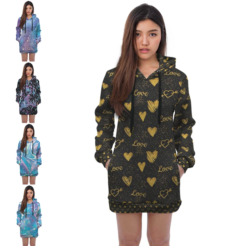 

Новинка 2022 года, поставка тканевых кофр, женские толстовки с капюшоном с голубым сердцем на заказ, платье, женские толстовки с капюшоном, пул...