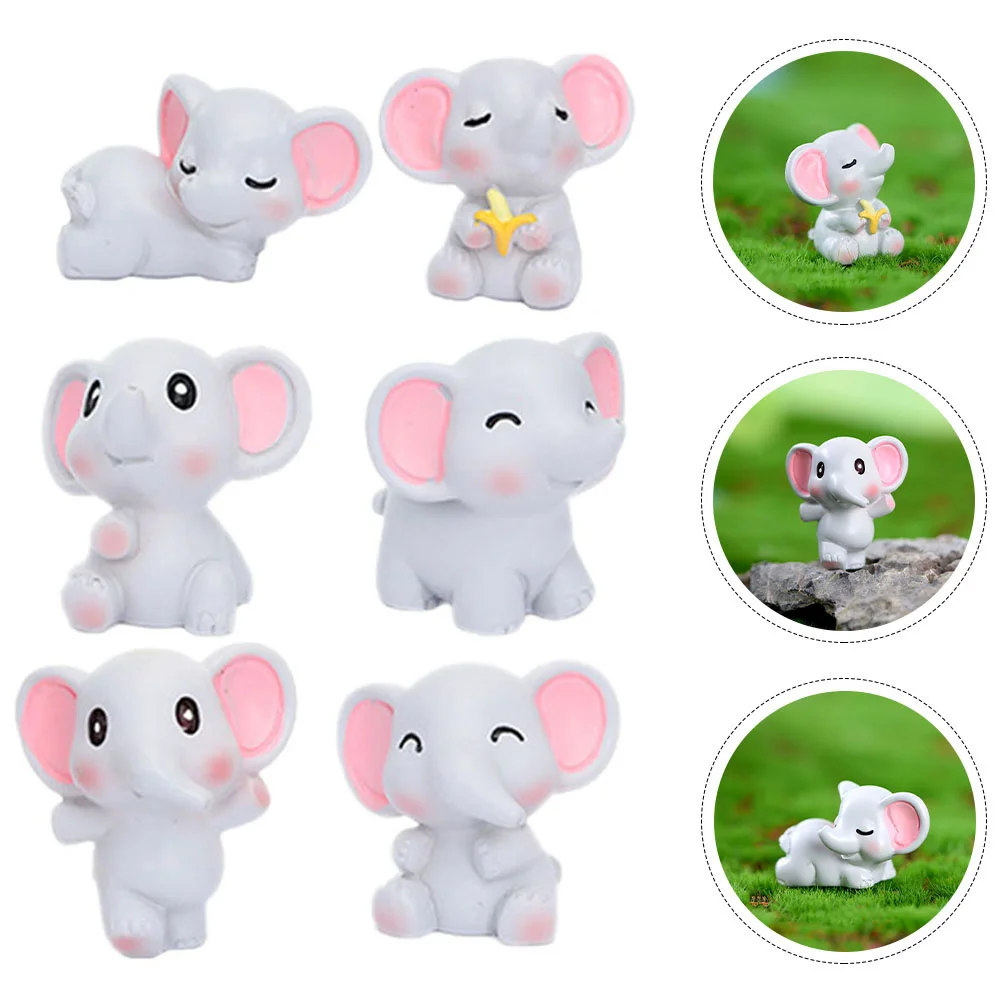 

Мини-фигурки слонов из смолы 6 шт.