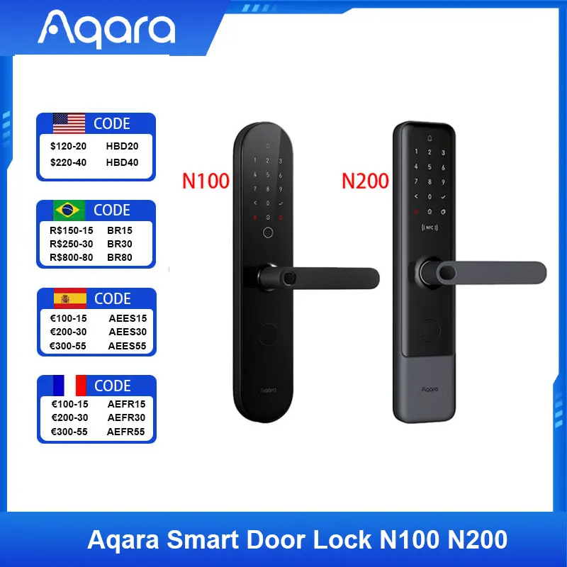 

Aqara Smart Door Lock N100 N200 Fingerprint Bluetooth Password NFC Unlock Works For Apple HomeKit mijia APP Smart home Door Lock