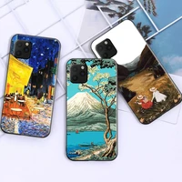 vintage landscape oil painting phone case for funda iphone 11 13 pro max 12 mini x xr xs max 6 6s 7 8 plus funda silicone cover