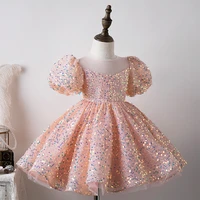beaded embroidery kids dresses for bridesmaid wedding dress sequins children pageant gown girls party princesstulle baby dress