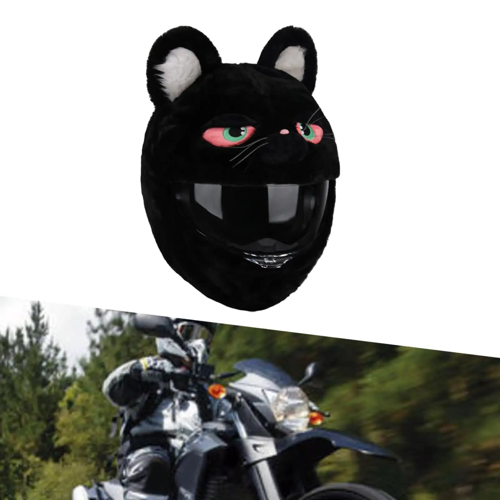 Cartoon Black Cat Motorbike Helmet Cover Protective Accessory Windproof Funny Full Face for Women Men Lightweight