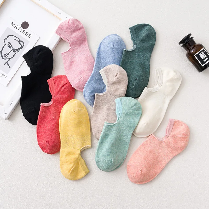 

3 Pairs Women's Socks Comfortable Breathable Soft Cotton Boat Sox Candy Color Invisible Sock Calcetines Mujer коровий принт