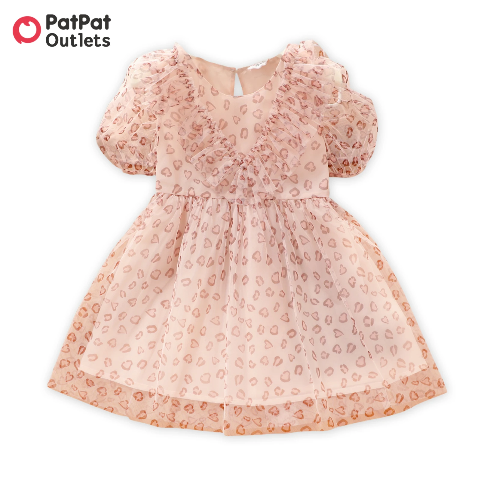 

PatPat Toddler Dress Girl Baby Clothes Leopard Print Ruffle Mesh Design Short-sleeve Pink for Summer Princess Wedding Dresses