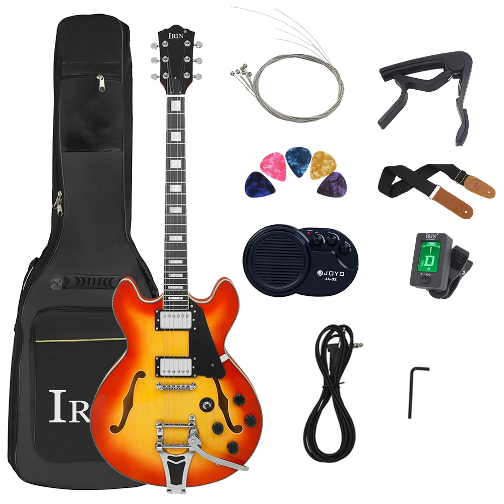 

6 String Jazz Hollow Electric Guitar 22 Frets Maple Body Electric Guitarra with Bag Amp Tuner Capo Guitar Parts & Accessories