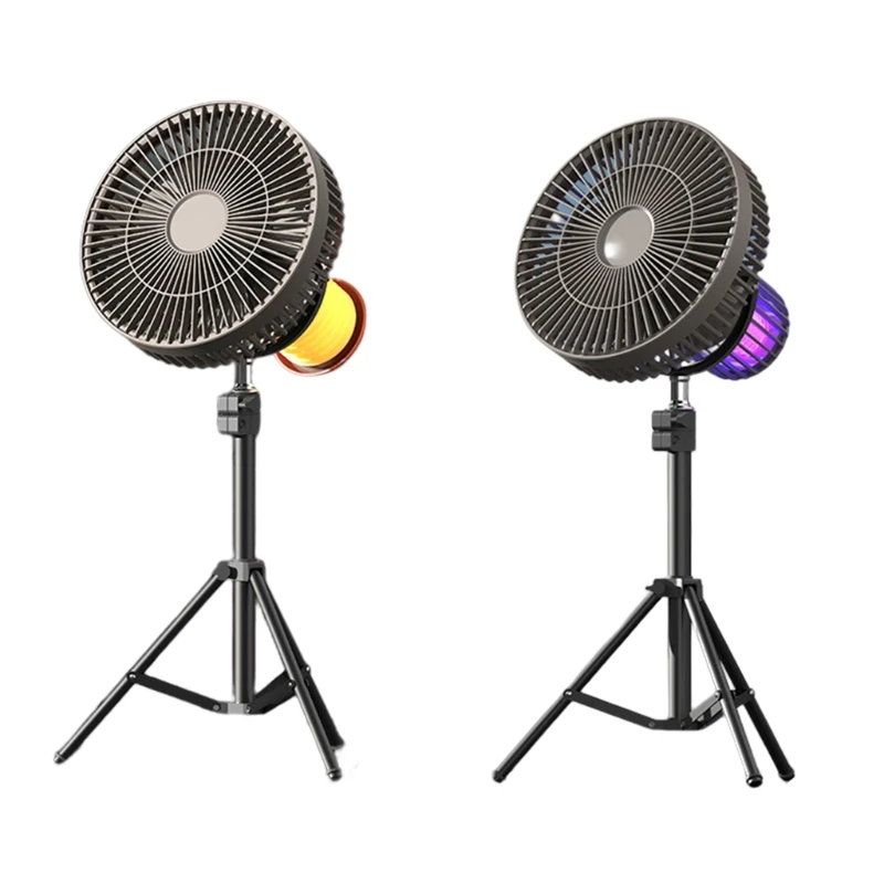

Camping Fan with LED Light 8000mAh Battery Powered Fan Portable Outdoor Tent Fan with Tripod 5-Speeds for Fishing