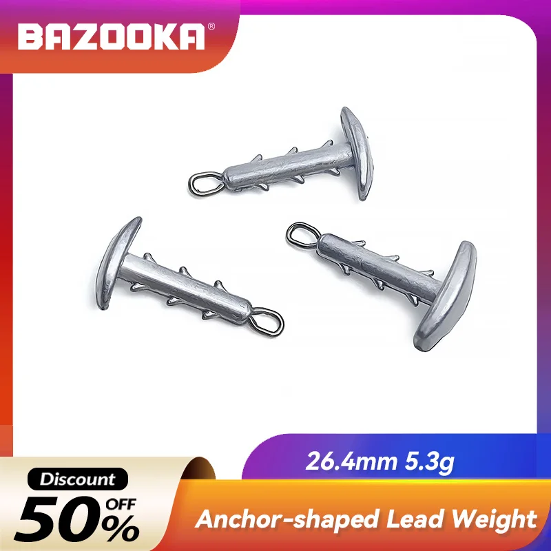 Фото Грузило-приманка BAZOOKA 2.6г 3.4г 5.3г для морского морского ежа, в форме якоря, для ловли карпа, баса, щуки №1