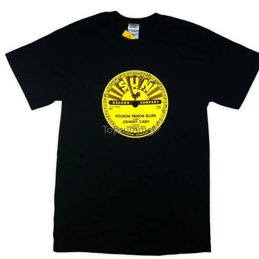 Johnny Cash Folsom Prison Blues Sun Records T Shirt Short Sleeve Hipster Tees