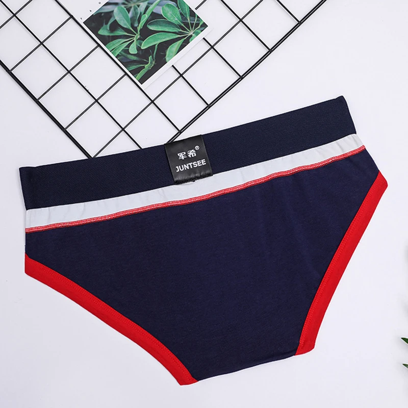 FK 3pcs Men's Cotton Underwear Sexy Fashion Men Briefs Print Paneled Panties Large Size Low-waist Breathable Male Underpants