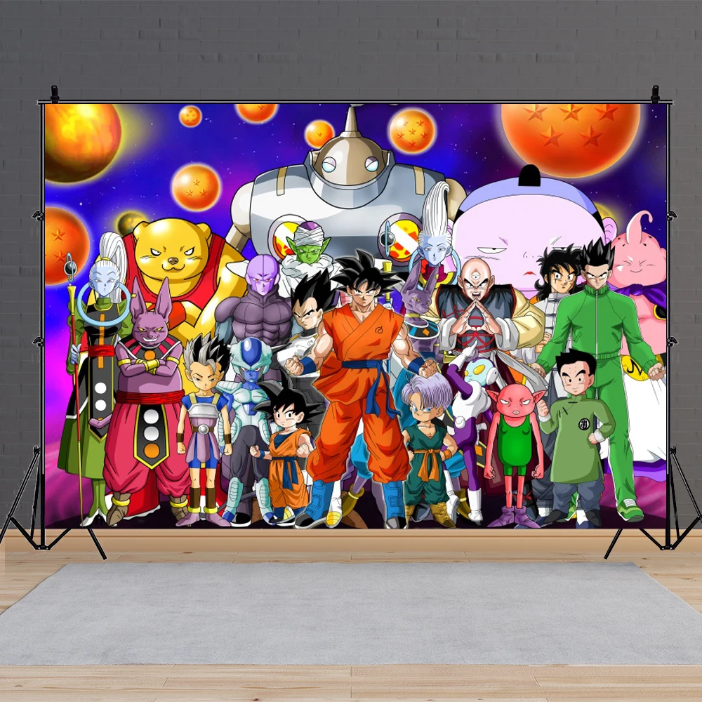 

Customizable Hot Son Goku Birthday Decorations Photography Backgrounds Vinyl Cloth Photo Shootings Baby Shower Wedding Backdrops