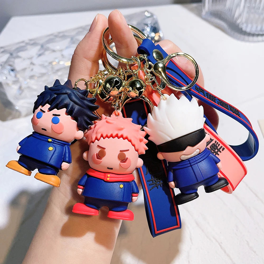

Cartoon Anime Jujutsu Kaisen PVC Figurine Keychain Q Version Gojo Satoru Itadori Yuji Kugisaki Nobara Keyring for Child Toy Gift