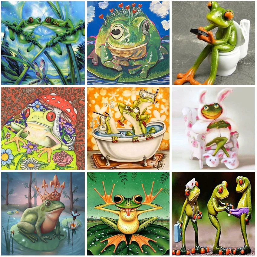 

DIY 5D Diamond Painting cartoon frog Full AB drill Round square Mosaic Diamond Embroidery Rhinestone Home Decor Gift
