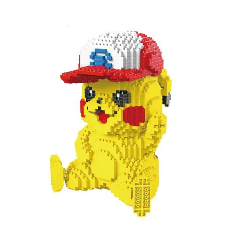 

1931pcs Diamond Blocks Pikachu with Hat Cartoon Model Micro Building Bricks Game Anime Figures for Block Toys 9066