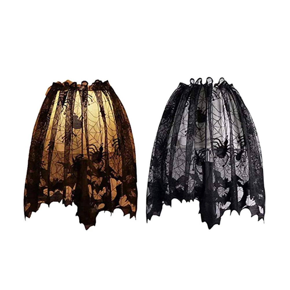 

Lamp Cover Lampshade Shade Spider Topper Lace Decor Web Scarf Supplies Black Lampshades Covers Fireplace Curtain Blanket Tree