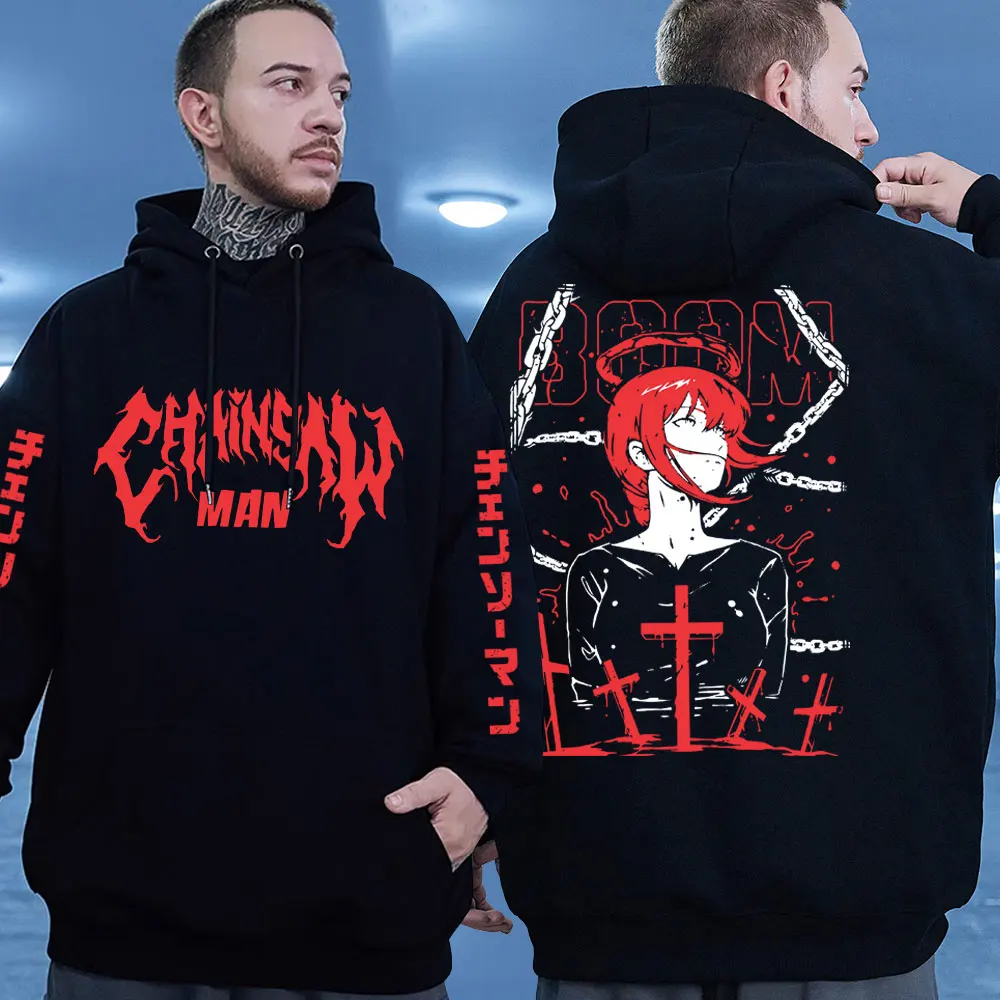 

Anime Makima Chainsaw Man Graphic Hoodie Men Women Casual Long Sleeve Oversized Sweatshirts Vintage Gothic Hoodies Male Pullover