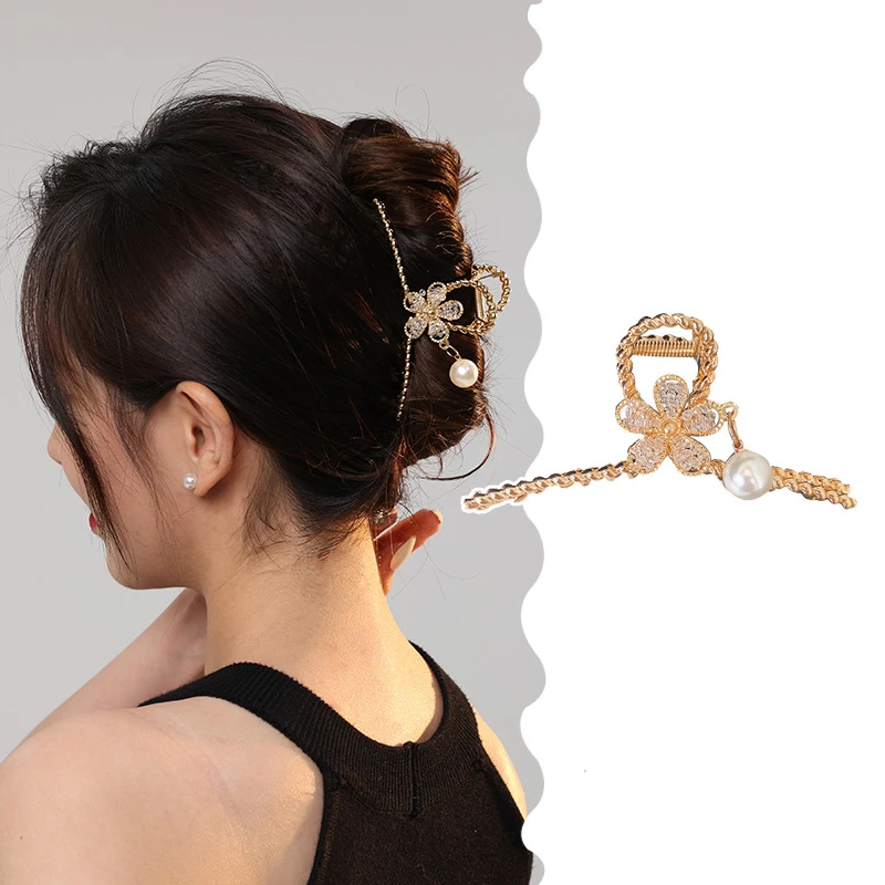 

Retro Elegant Alloy Flower Crystal Hair Claw Clips for Women Girls Hairpin Headband for Hair Accessories Headwear Ornament