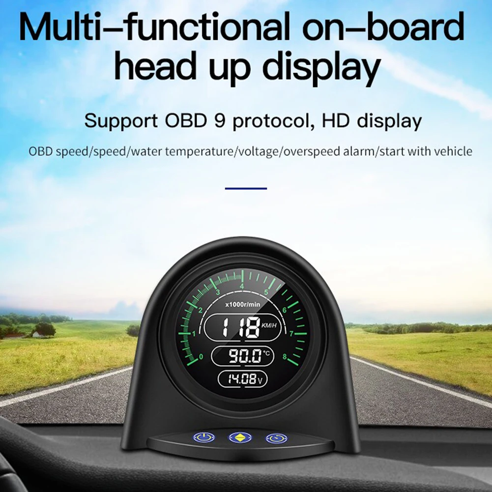 

X70 Car HUD Head-up Display LCD OBD2 Car Speed Water Temperature Voltage Engine RPM Display Smart Overspeed Alarm DC12V-30V