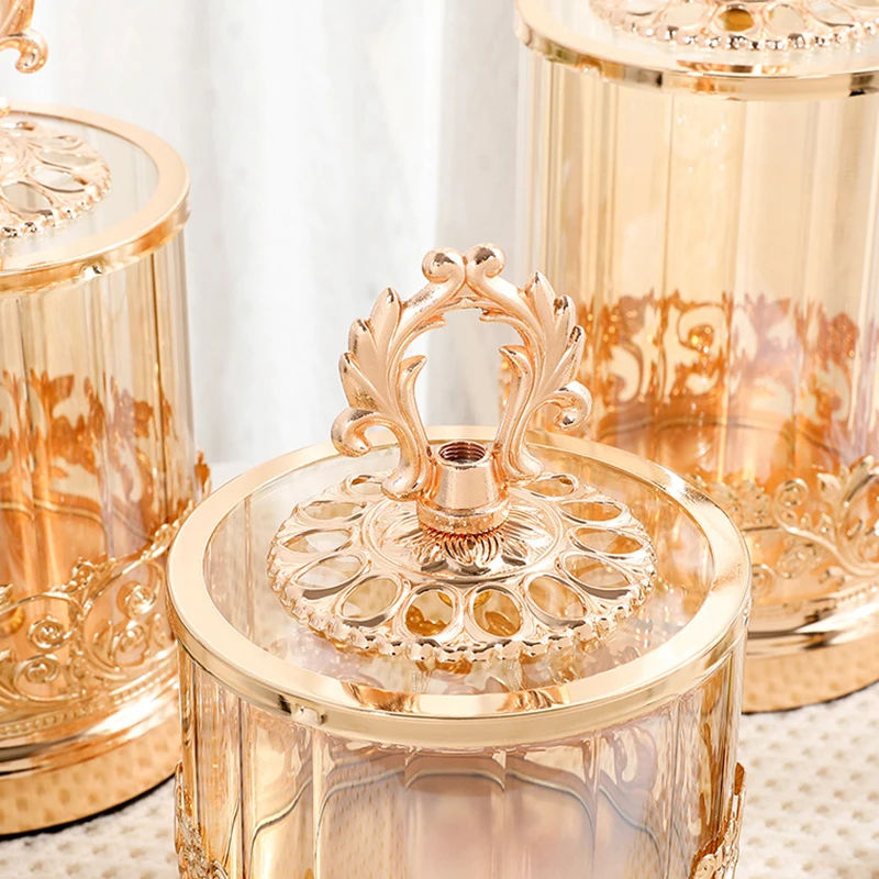 Золотая банка для конфет европейская стеклянная ваза позолоченная ажурная