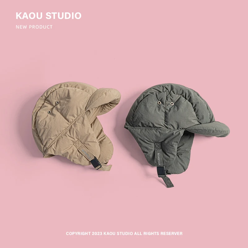 Зимняя пуховая шапка Lei Feng женская утолщенная хлопковая легкая теплая с защитой