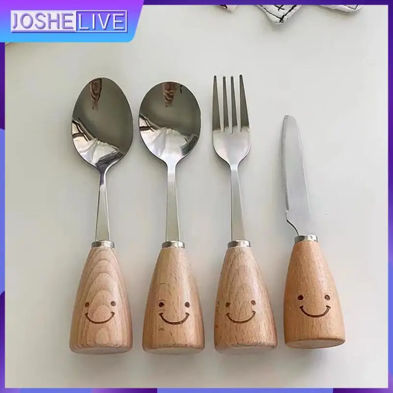 

Childrens Tableware Mellow Durable Steak Knife Thick Cute Shape Ice Cream Scoop Spoon Set Fork Set Ins Stainless Steel Spoon