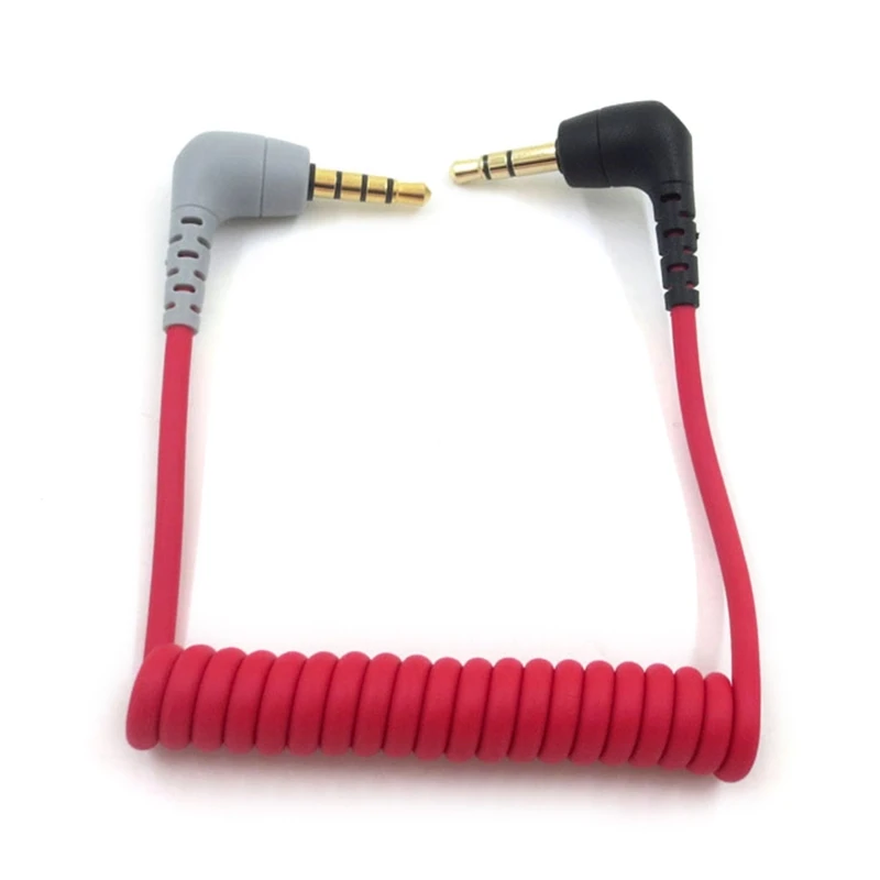 

TRS to TRRS Microphone Cable 3.5mm Male to Male Right Angle Patch Adapter Cable Wireless Lavalier Mic Cord for BOYA Rode 85DD