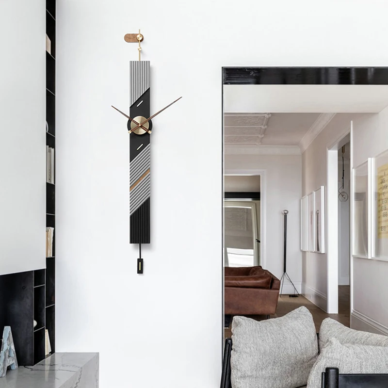 

Nordic Large Wall Clock Modern Luxury Wood Silent Clocks Mechanism Pendulum Relogio De Parede Living Room Decoration GPF50YH