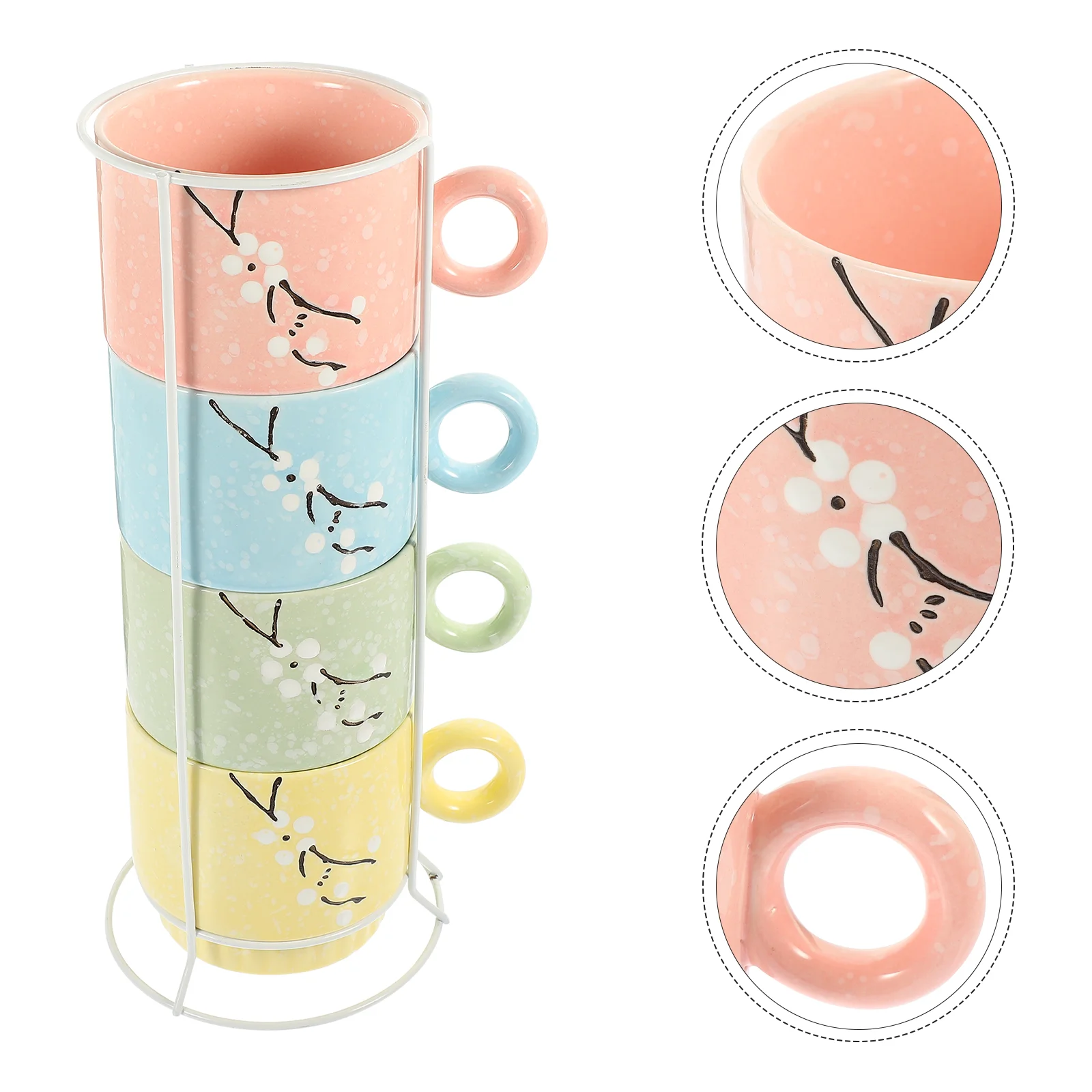 

Cup Cups Coffee Mugsceramic Mug Stacking Porcelain Stand Rack Latte Espresso Stackabletea Hot Set Drinking Afternoonwater