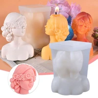 new closed eye girl candle mold blindfolded girl portrait silicone mold aromatherapy resin candle making tool craft home decor